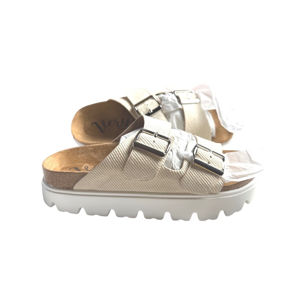 Very G Jazmin 2 Cream Platform Buckle Slide Sandals Womens 10 VGSA0423-290